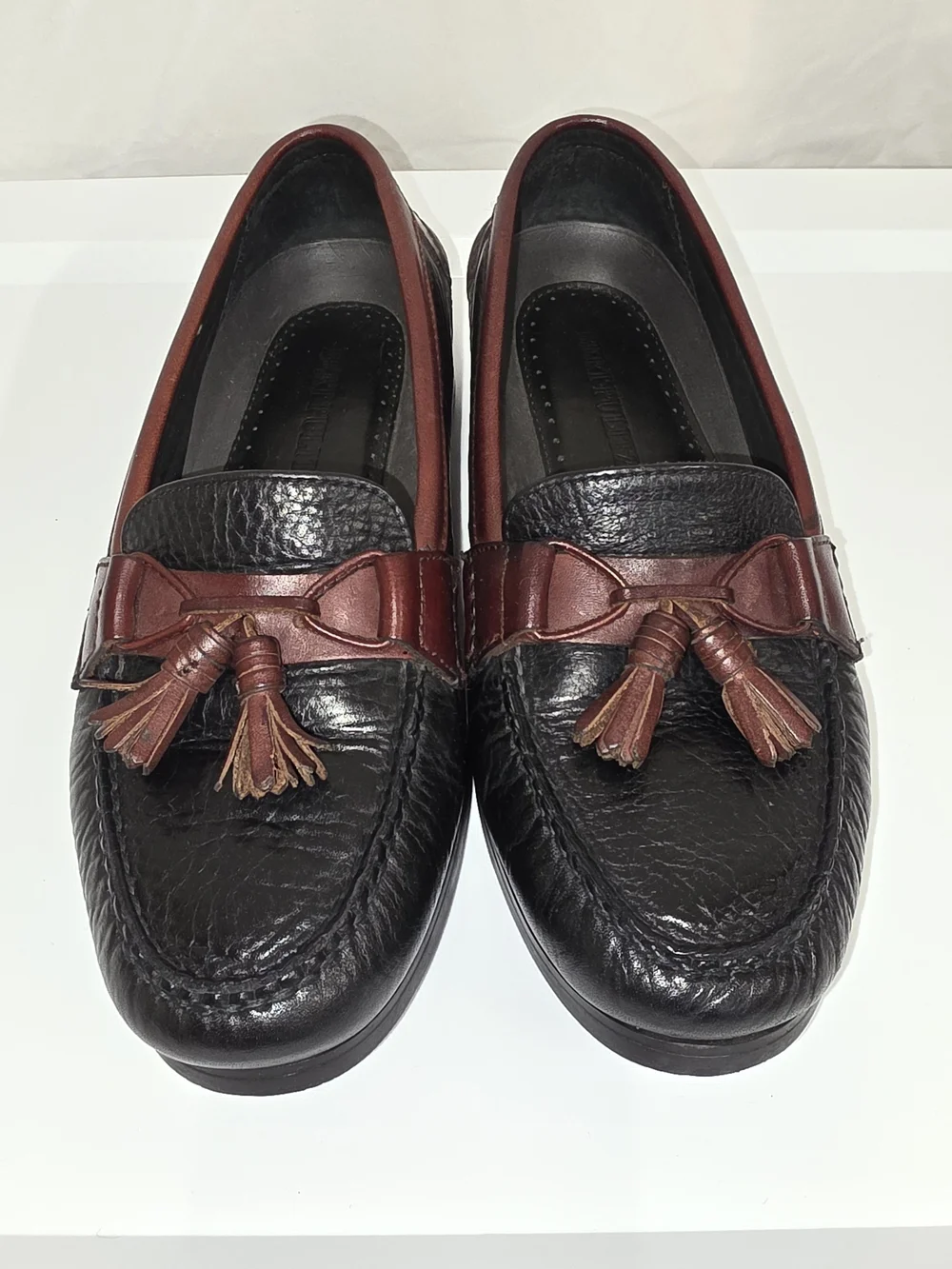 Classic Men's Tassel Loafers in Black and Brown Size 8 Dress Shoes Leather